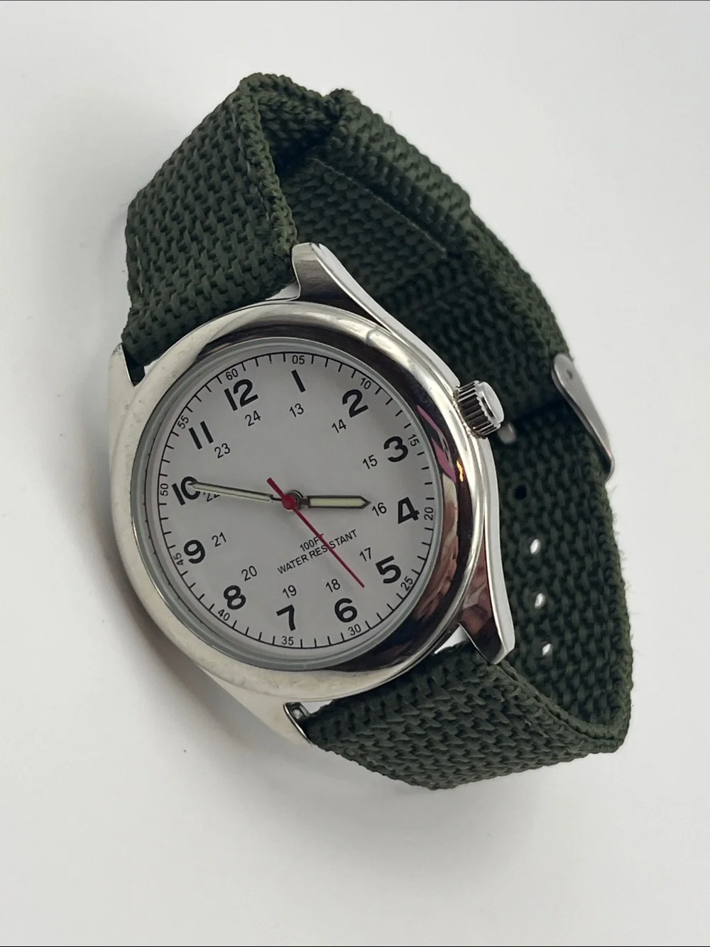 Men's  Green Canvas Strap Watch